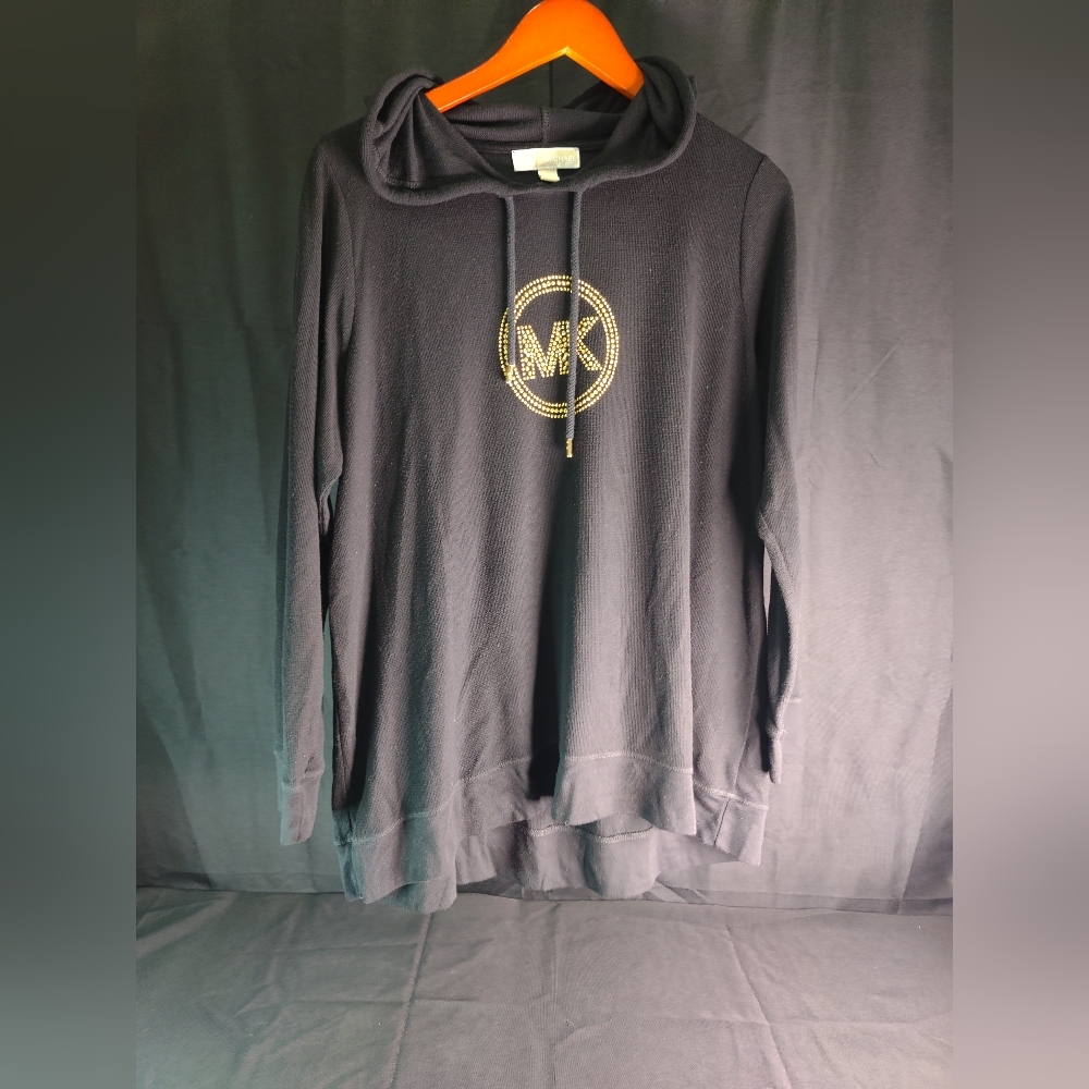 Ladies 2x MK Black Hooded Knit Shirt